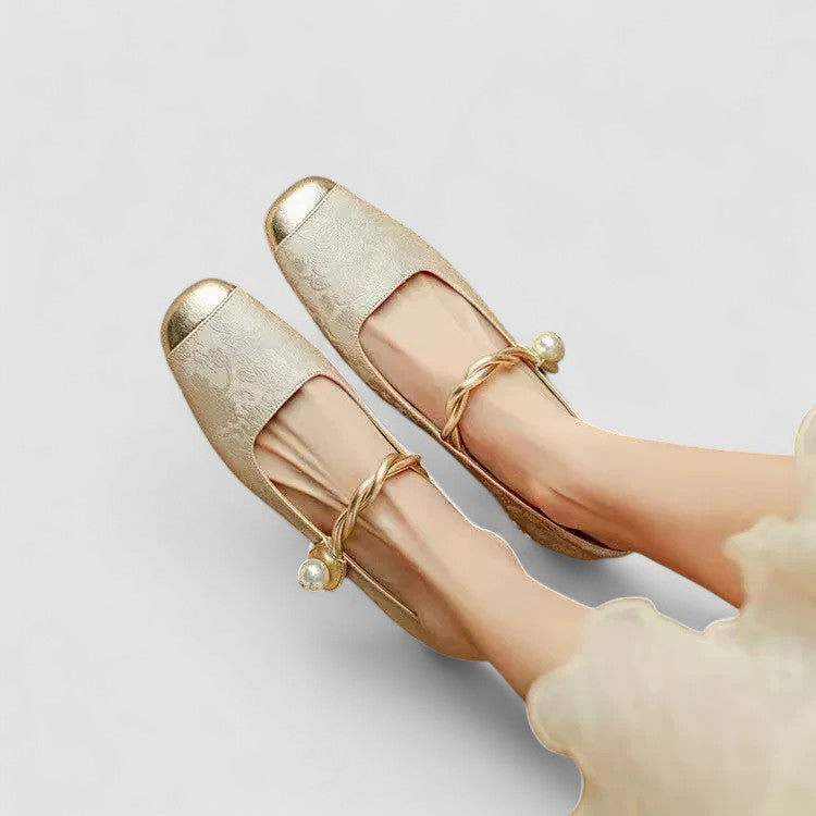 Chaussures à Talon Carré pour Femme avec Bout Carré et Paillettes Brillantes