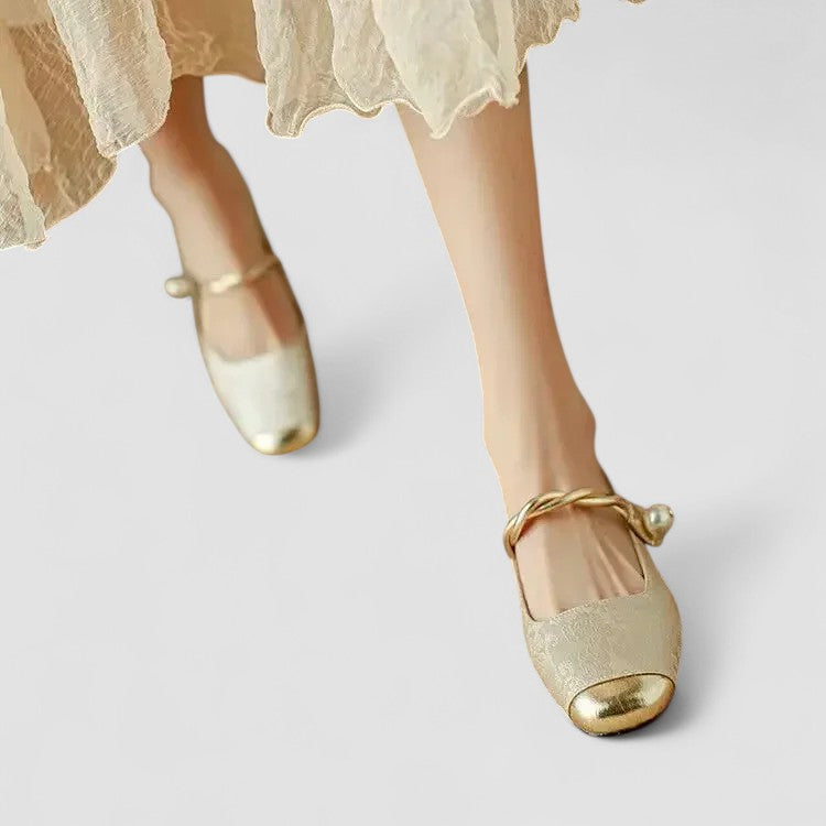 Chaussures à Talon Carré pour Femme avec Bout Carré et Paillettes Brillantes