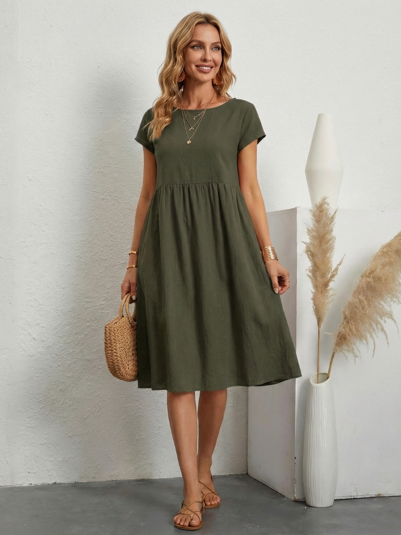 Lillian | Robe à manches courtes et longueur genou avec poches