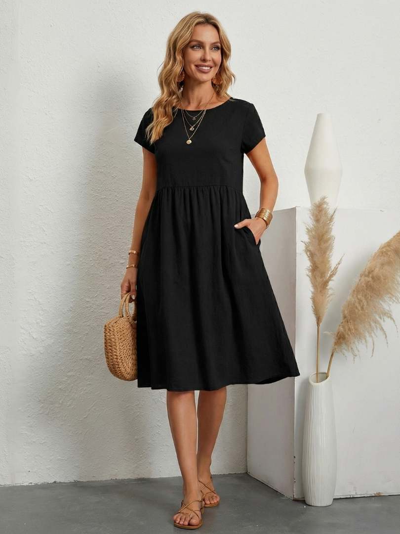 Lillian | Robe à manches courtes et longueur genou avec poches