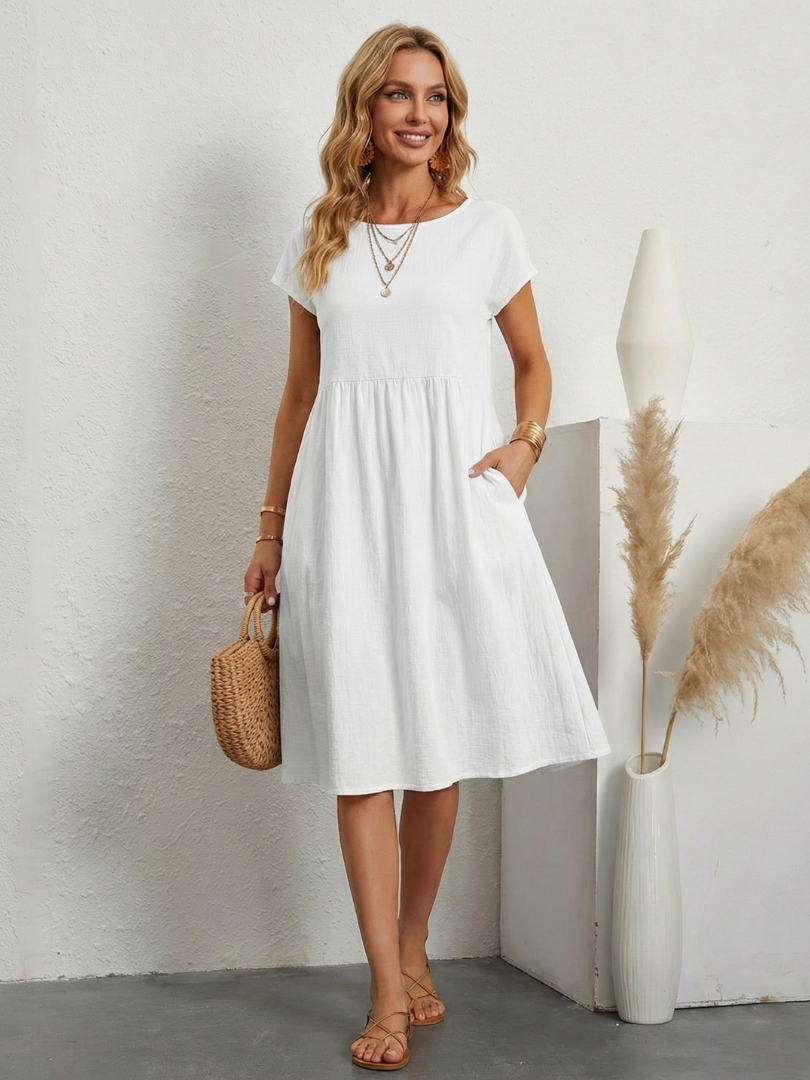 Lillian | Robe à manches courtes et longueur genou avec poches