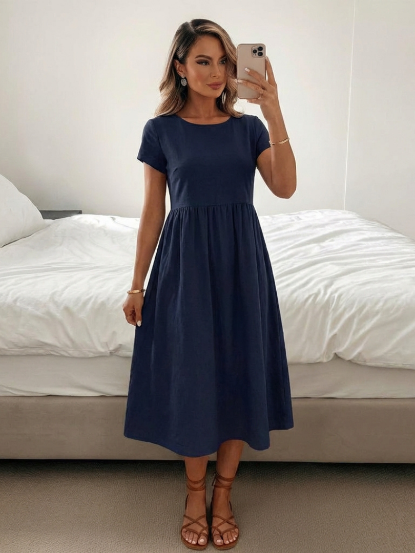 Lillian | Robe à manches courtes et longueur genou avec poches
