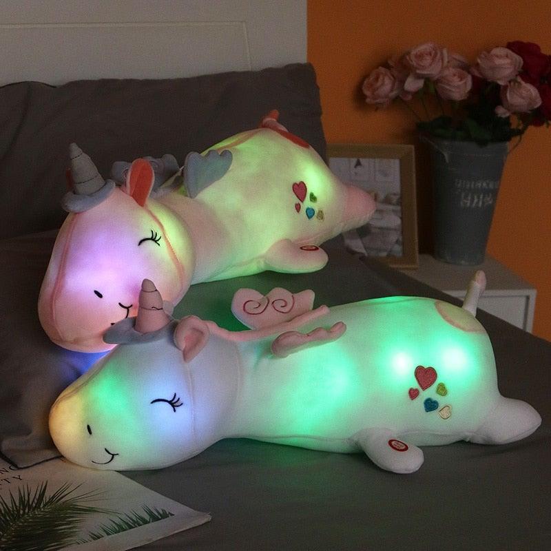 Lunacorn Licorne Éclairée Peluche avec LED Arc-en-Ciel pour Enfants