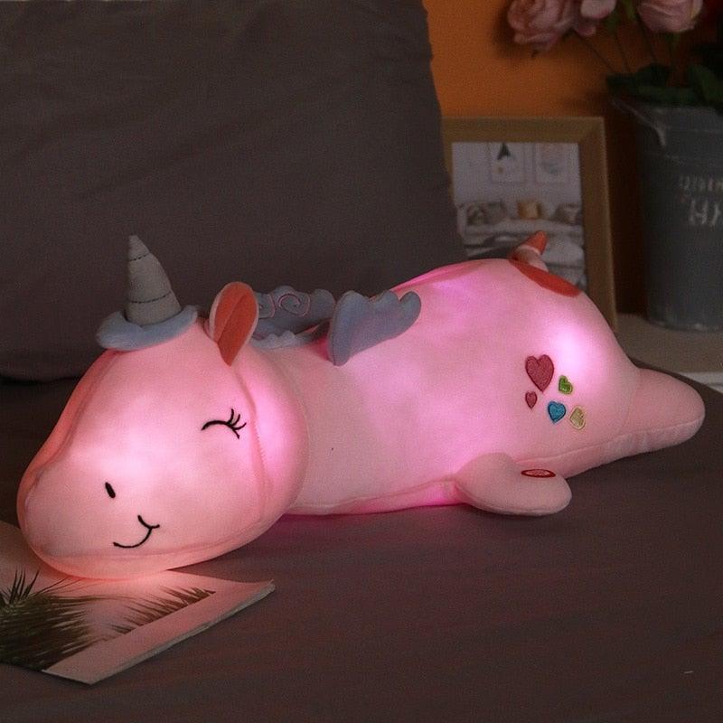 Lunacorn Licorne Éclairée Peluche avec LED Arc-en-Ciel pour Enfants