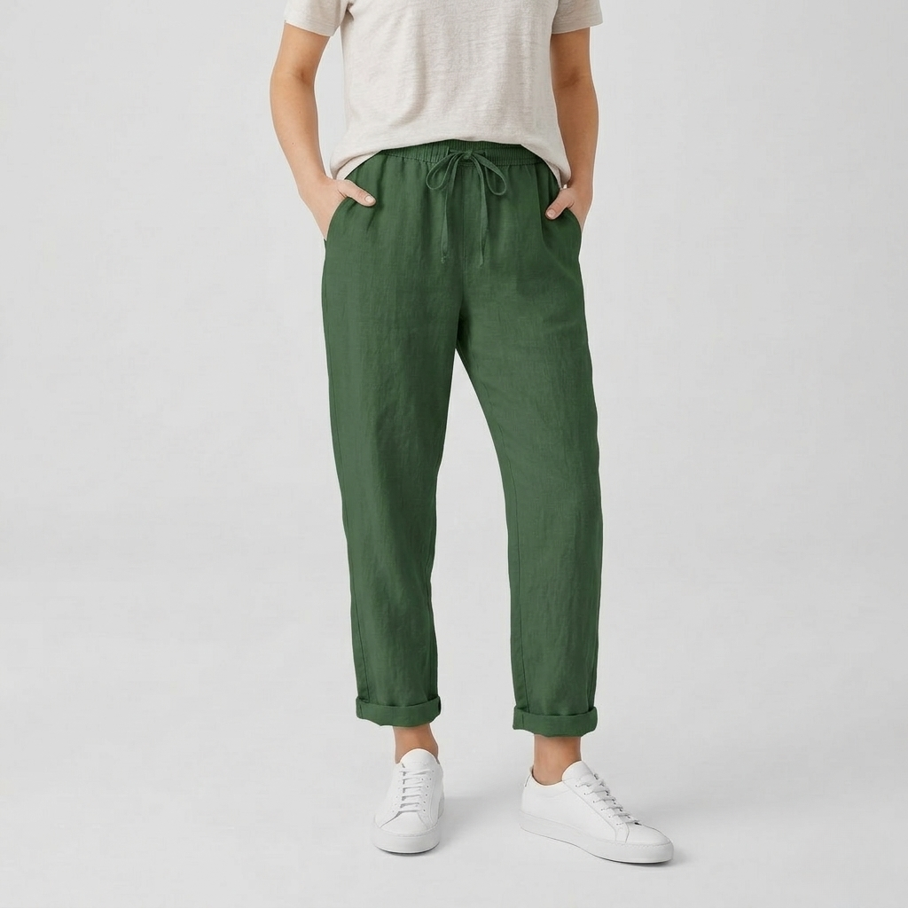 Pantalon Femme Lin Confort Coupe Ample Style Décontracté
