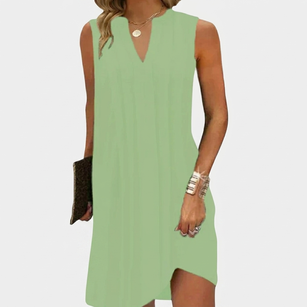 Robe Femme Sans Manches Col V Robe Fluide Décontractée Été
