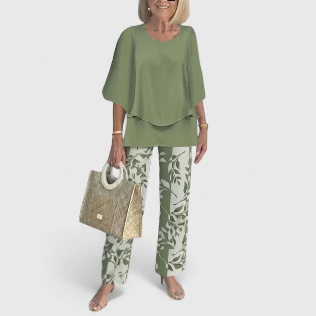 Ensemble Deux Pièces Élégant Femme Tenue Coordonnée Haut et Pantalon
