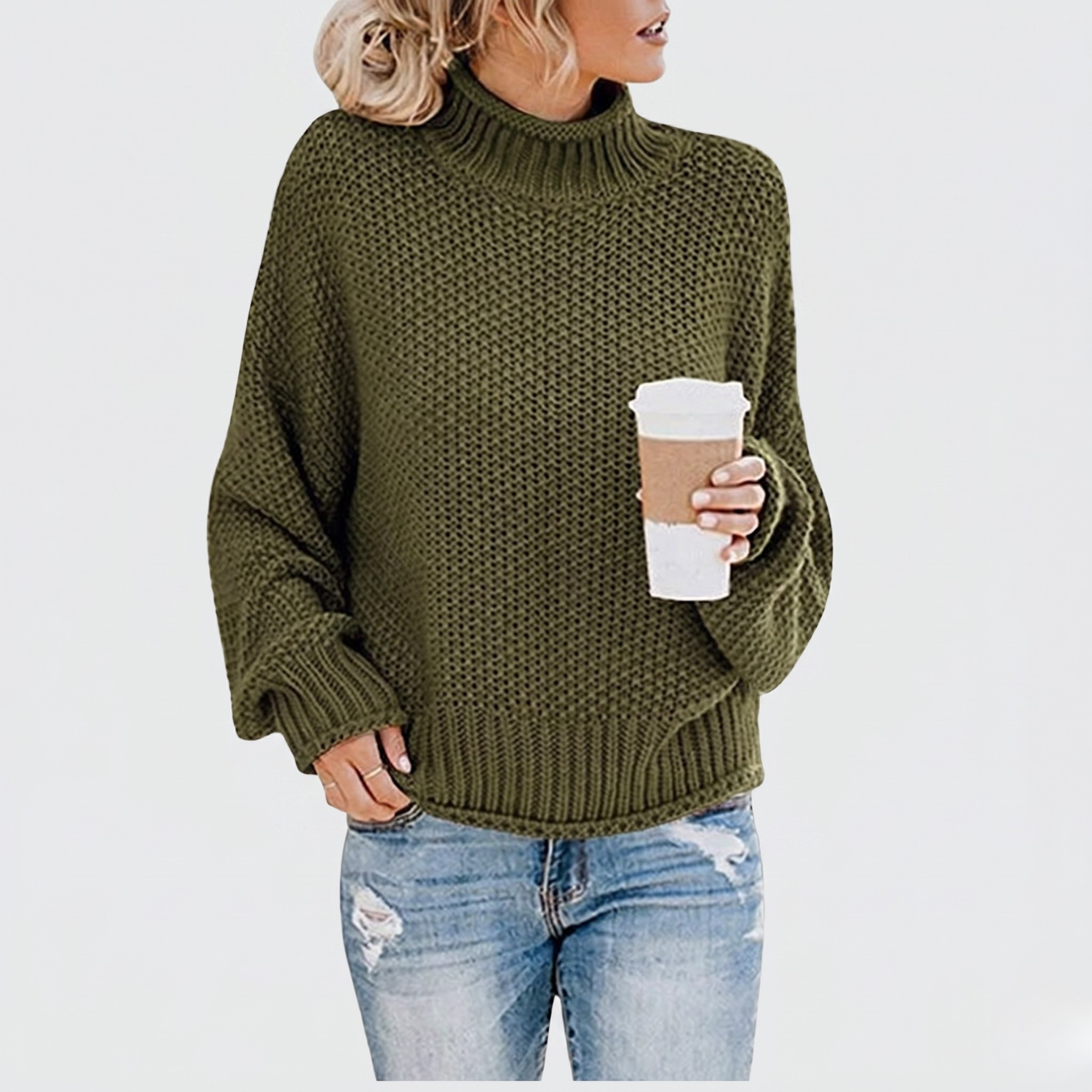 Pull Femme Maille Ample Pull Hiver Confortable Coupe Décontractée