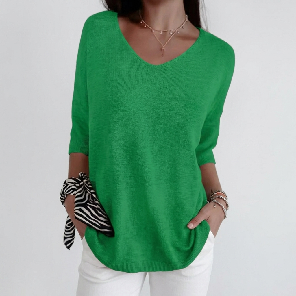 Top Femme Été Col V Blouse Légère Coupe Ample Décontractée