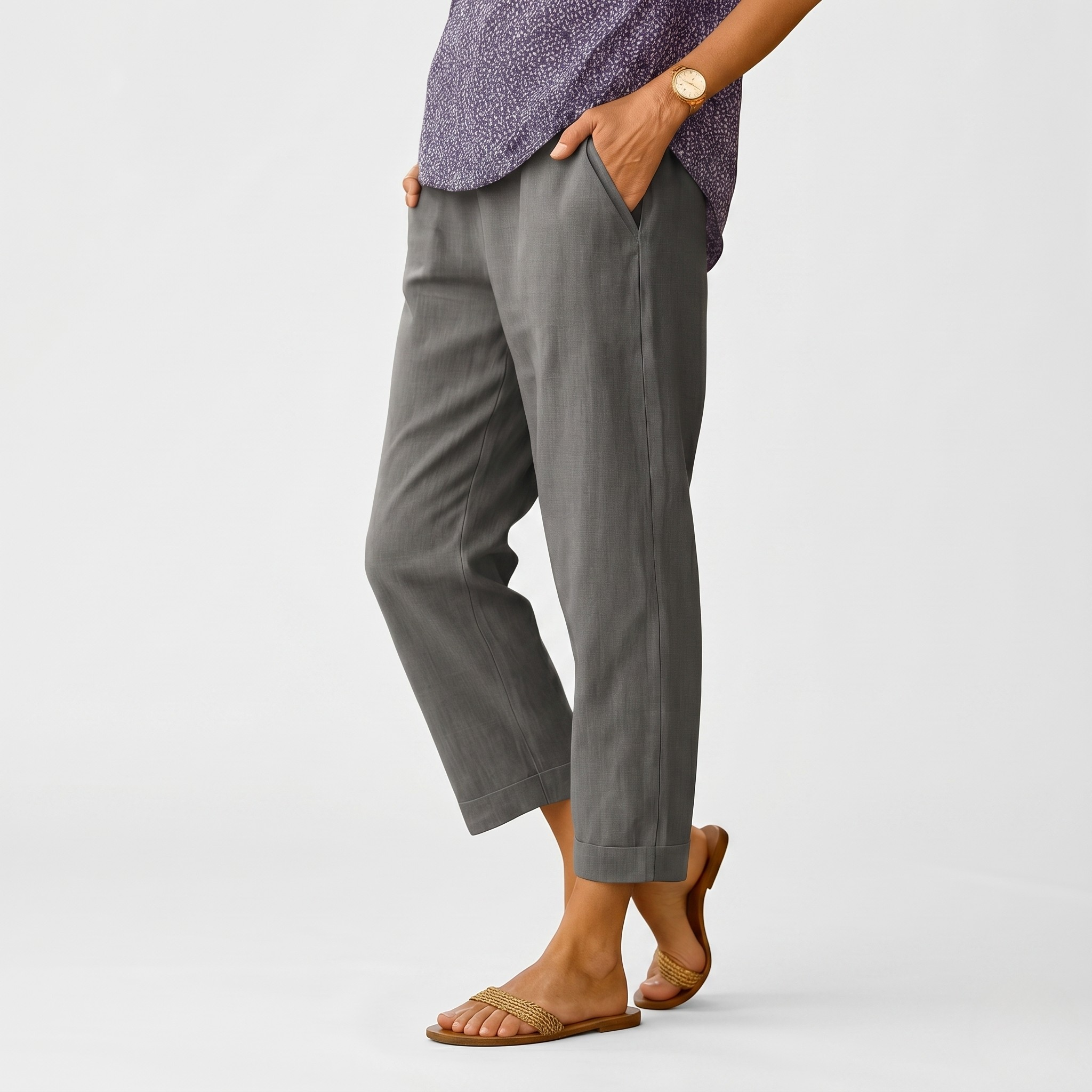 Pantalon Léger d’Été Femme Coupe Ample Respirant Style Décontracté