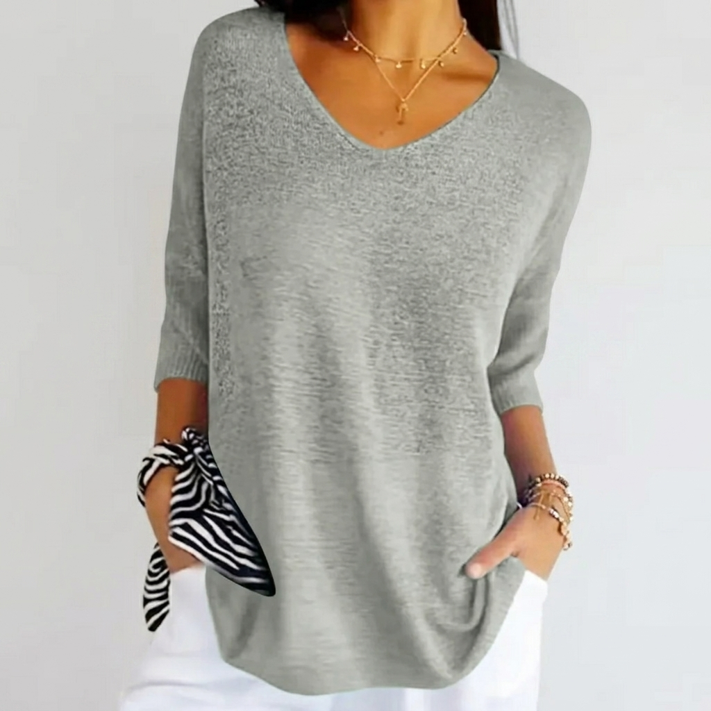 Top Femme Été Col V Blouse Légère Coupe Ample Décontractée