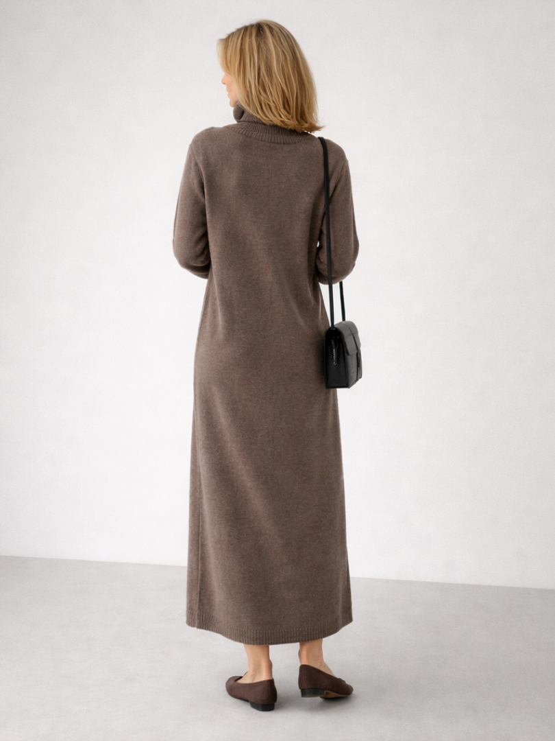 Lena | Robe maxi tricot col roulé décontractée