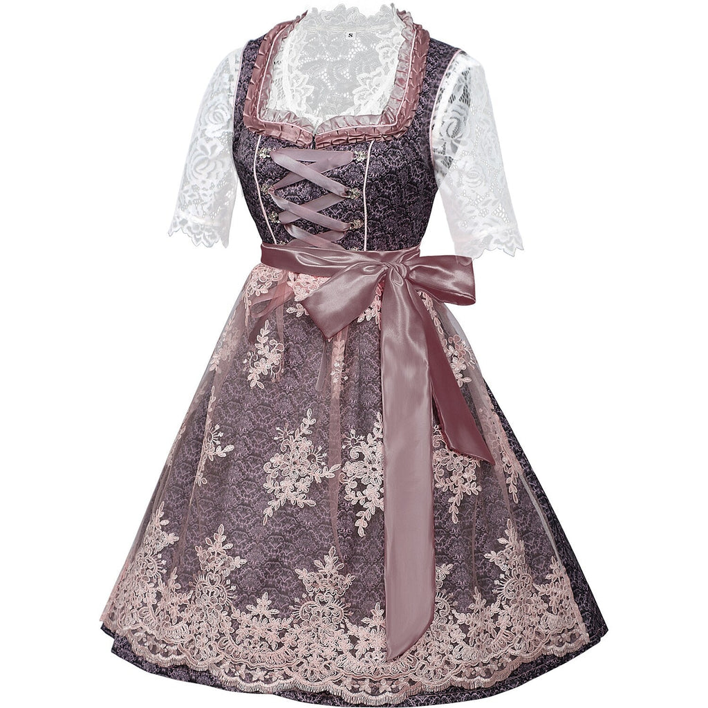 Ensemble de Dirndl brodé en lilas pour Oktoberfest