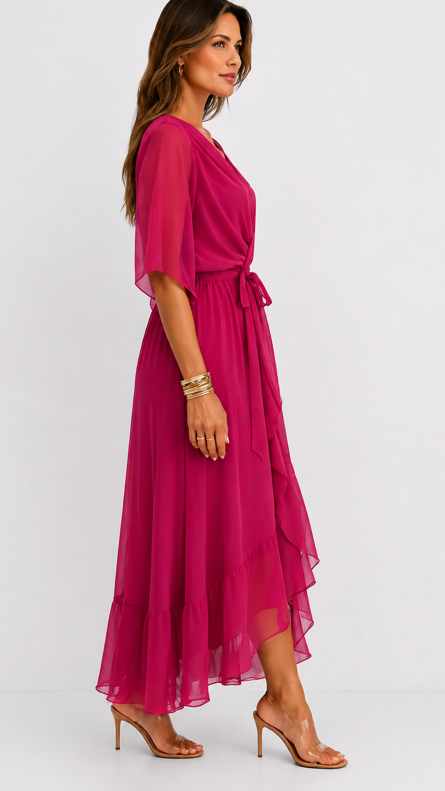 MOREAU LYON | ROBE EN CHIFFON À ENVELOPPER POUR FEMMES