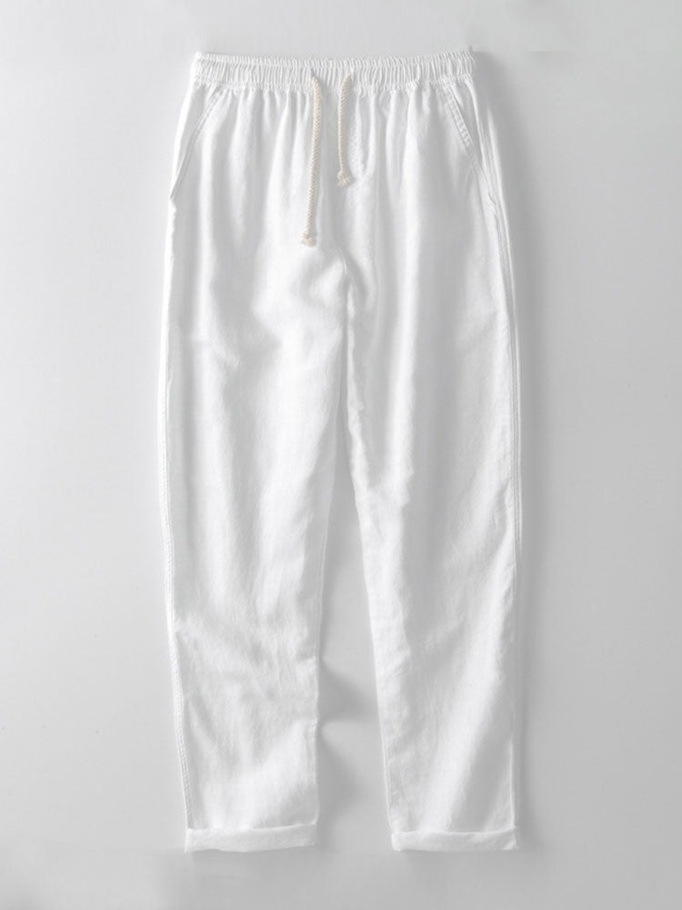 Ensemble Vêtements pour Hommes Chemise à Manches Courtes avec Col Montant et Pantalon avec Cordon de Serrage