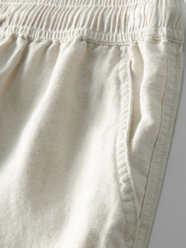Ensemble Vêtements pour Hommes Chemise à Manches Courtes avec Col Montant et Pantalon avec Cordon de Serrage