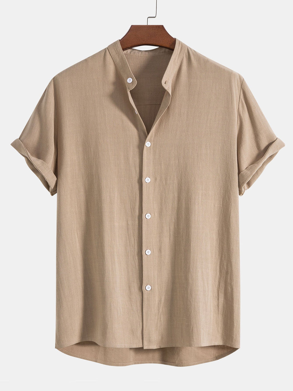 Ensemble Vêtements pour Hommes Chemise à Manches Courtes avec Col Montant et Pantalon avec Cordon de Serrage