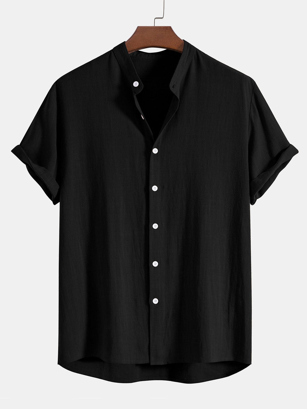 Ensemble Vêtements pour Hommes Chemise à Manches Courtes avec Col Montant et Pantalon avec Cordon de Serrage