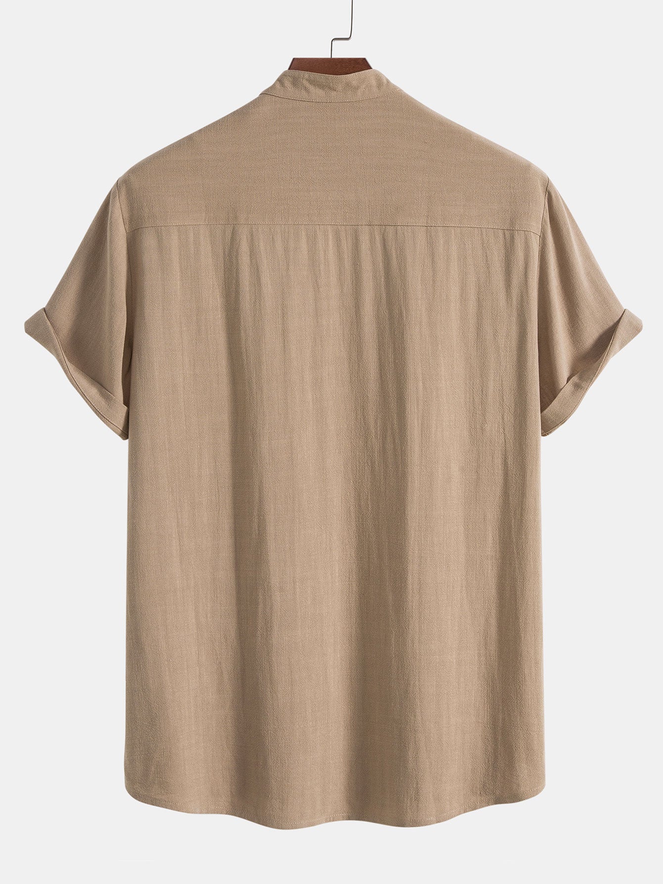 Ensemble Vêtements pour Hommes Chemise à Manches Courtes avec Col Montant et Pantalon avec Cordon de Serrage