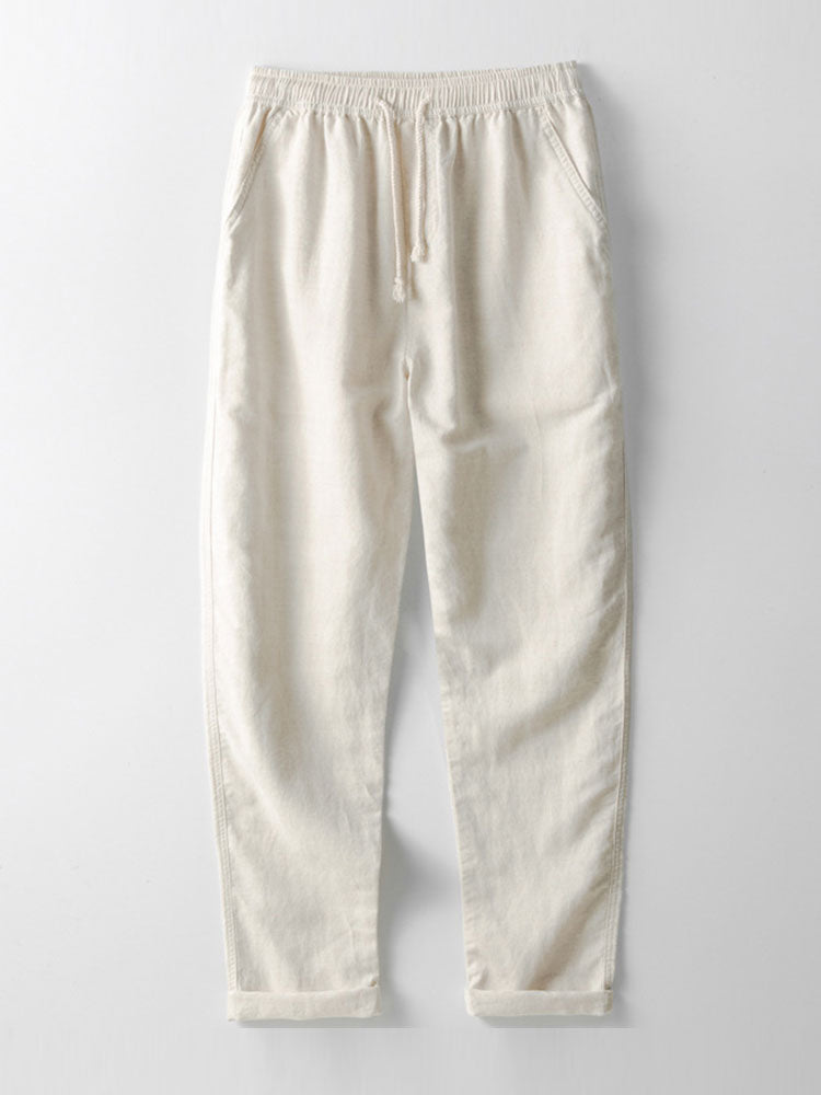Ensemble Vêtements pour Hommes Chemise à Manches Courtes avec Col Montant et Pantalon avec Cordon de Serrage