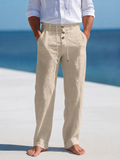 Pantalon Long pour Homme avec Fermeture à Boutons et Ceinture à Cordon