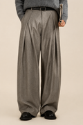 Pantalon Homme Taille Haute, Pli Double et Jambe Large