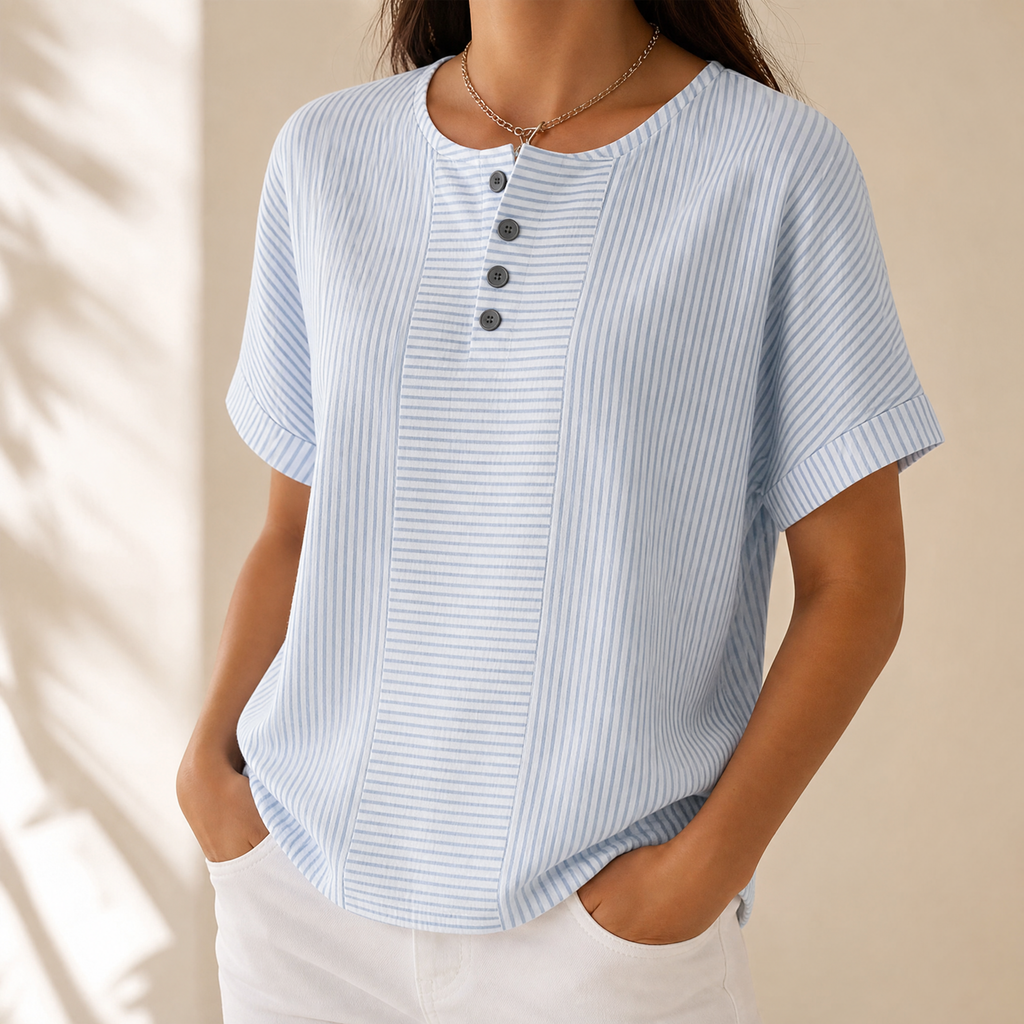 Lunavia – Haut Henley Rayé avec Panneau Amincissant