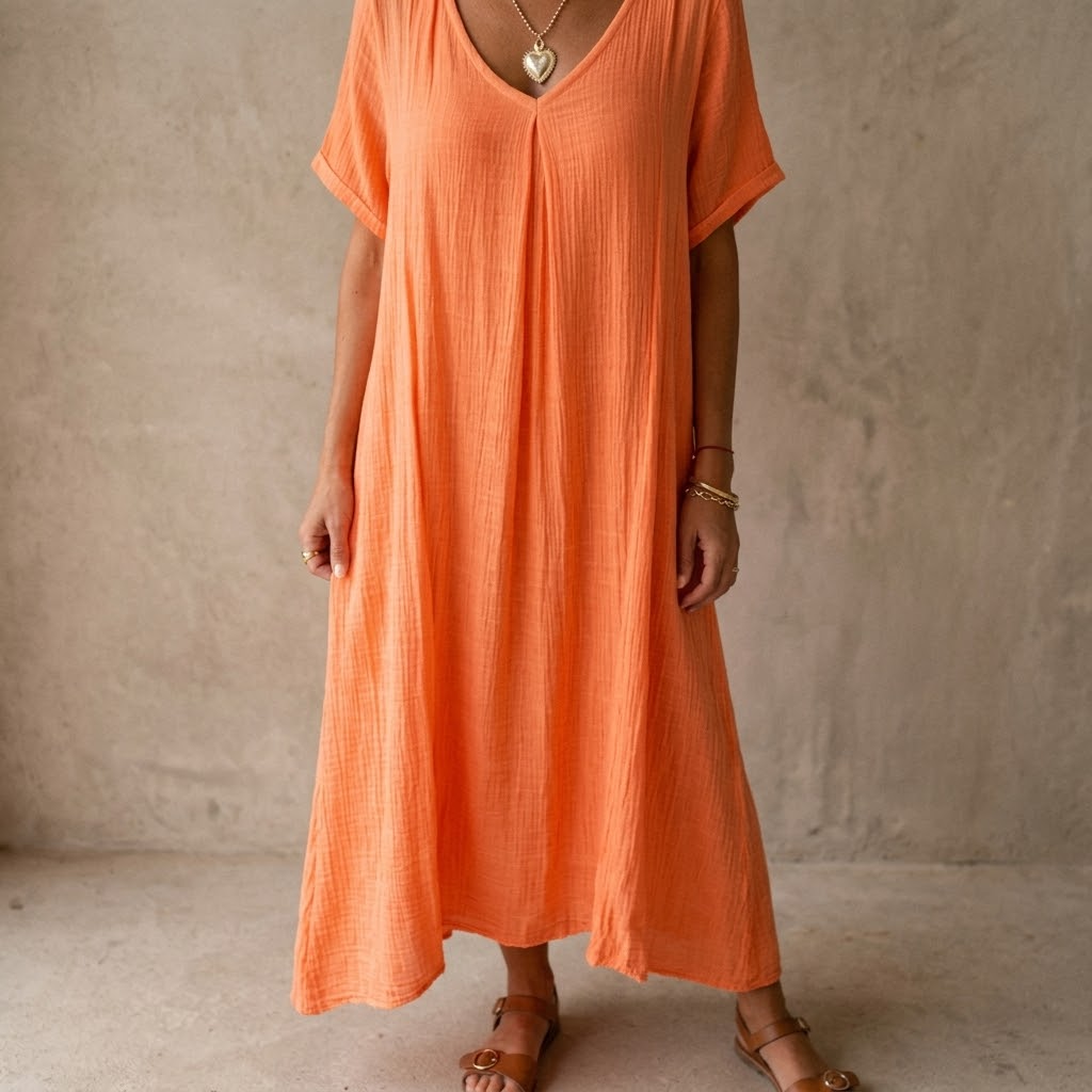 Lunessa – Robe d'été en coton et lin pour femmes