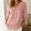Blouse à col marin rayée Solène avec manches bouffantes