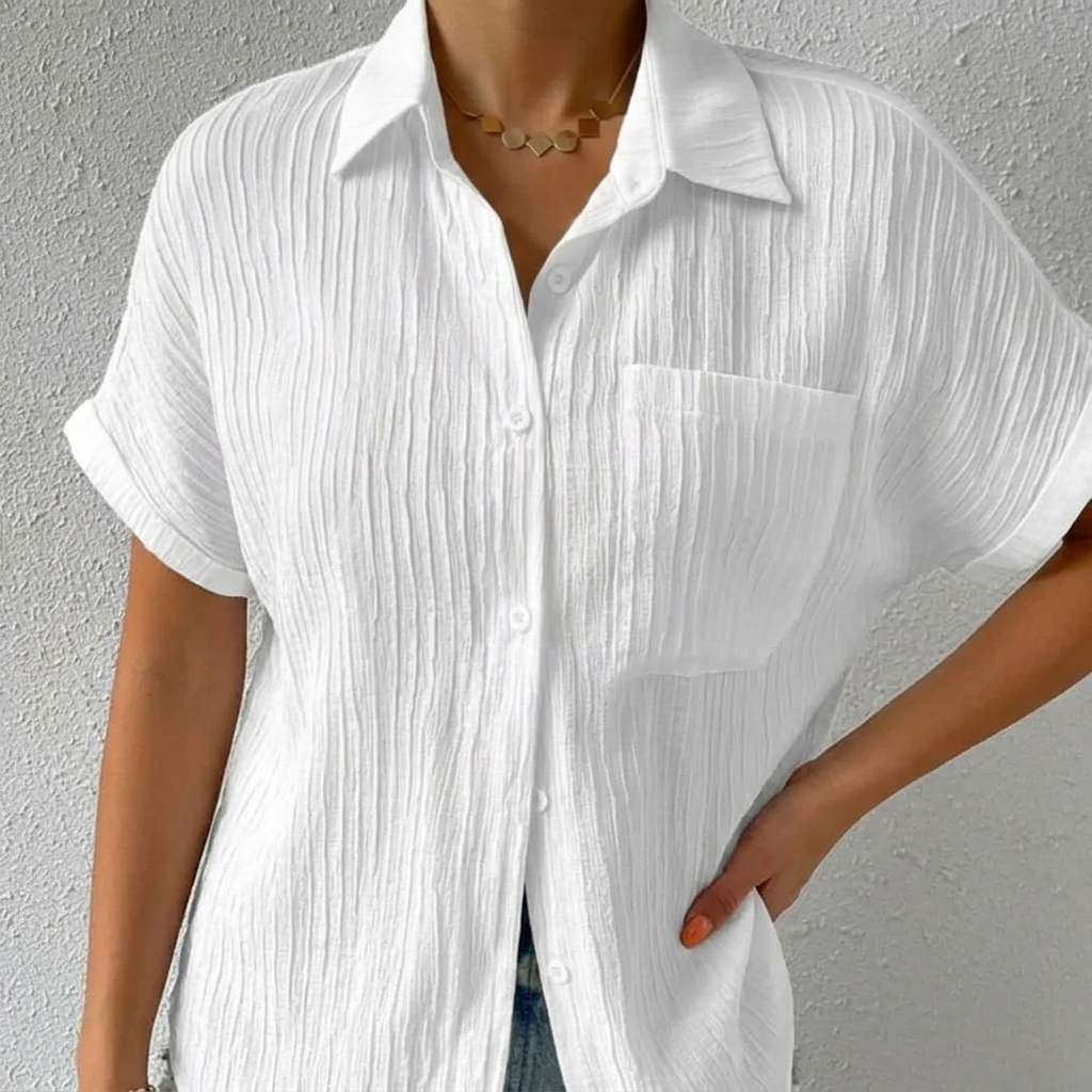 Vivara – Blouse à boutons en crêpe texturé pour femmes