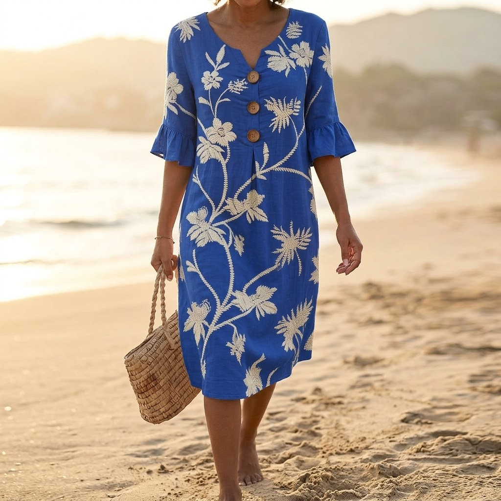 Solenya – Robe Midi Fleurie pour Femme