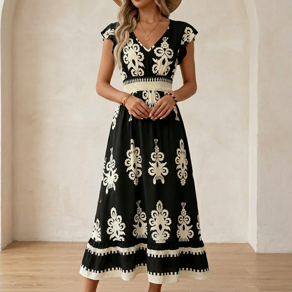 Vivara – Robe Maxi Imprimé Baroque pour Femmes