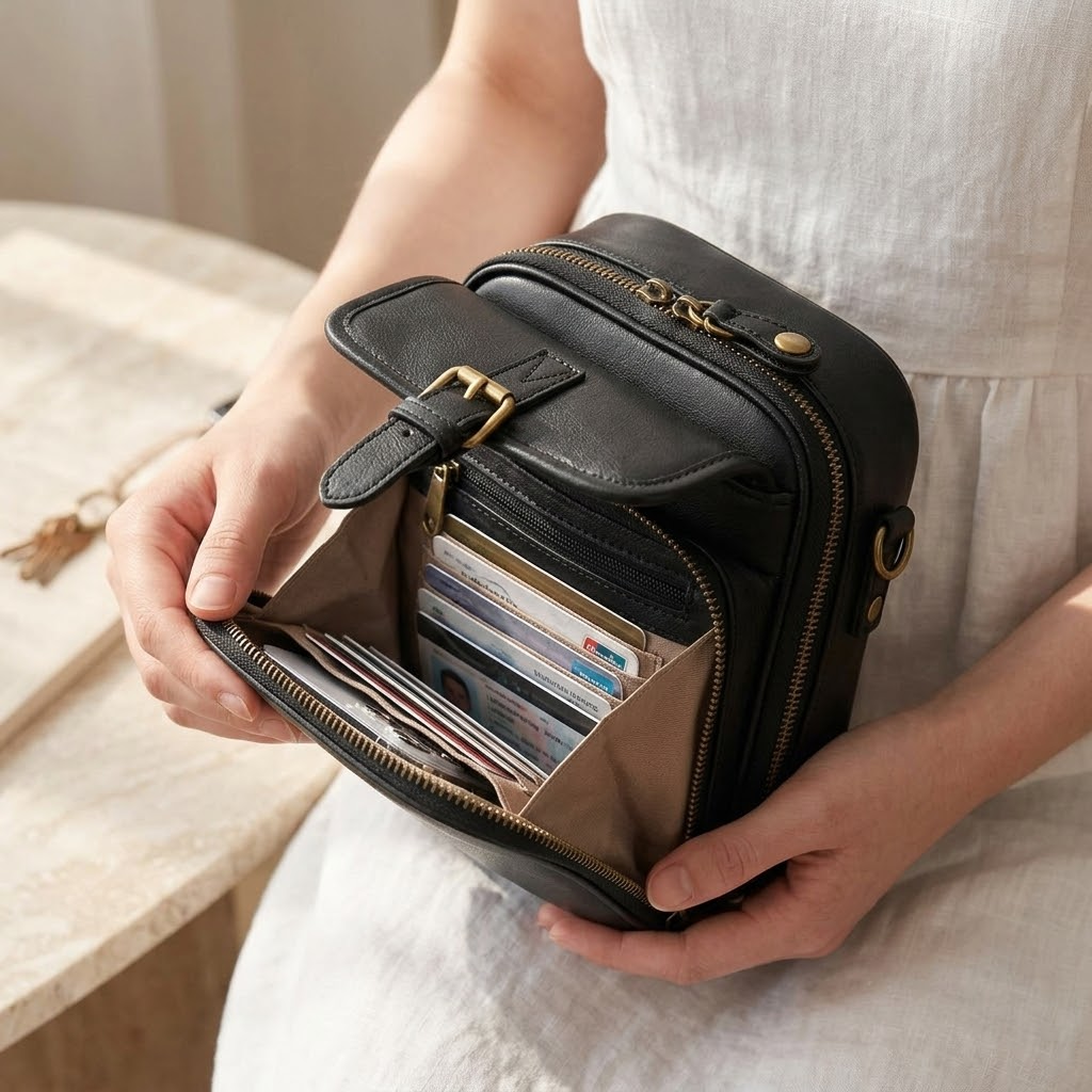 Carryn – Sac bandoulière organisé avec emplacements pour cartes