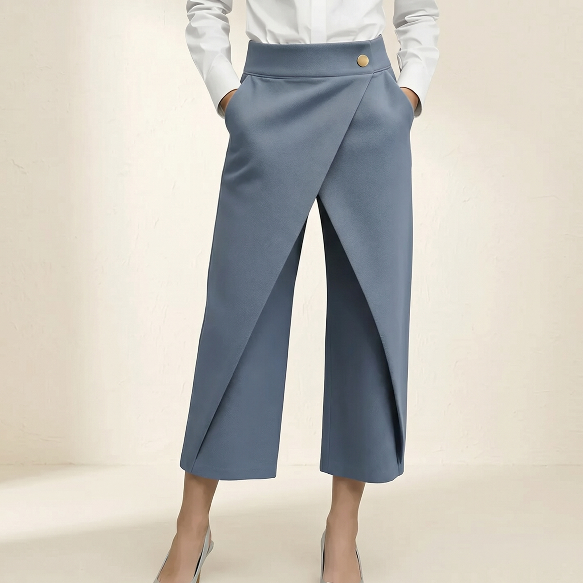 Lunavia – Pantalons larges à devant drapé