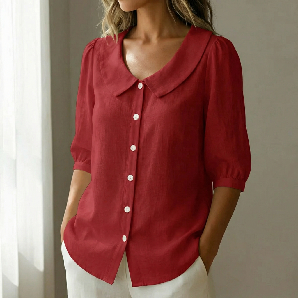 Collaré – Blouse à boutons avec col Peter Pan rétro