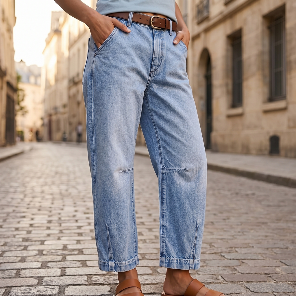 Lumière – Jeans à taille haute et coupe courte pour femmes