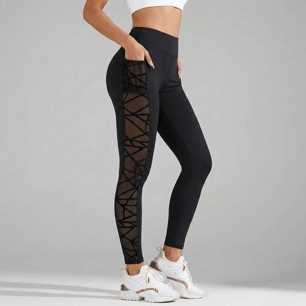 Luxefit – Leggings en maille taille haute avec poche cachée