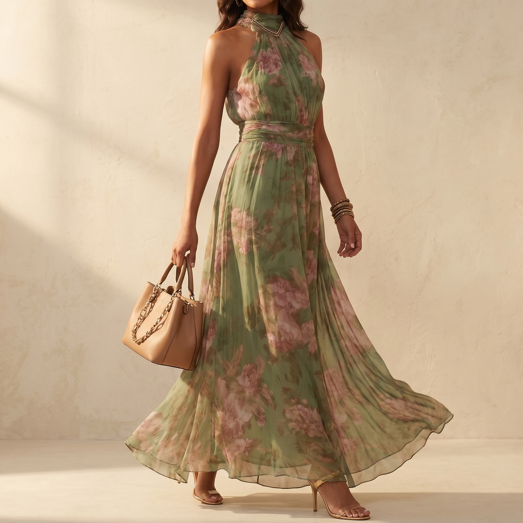 Rosalie – Robe maxi d'été fluide pour femmes en sauge florale