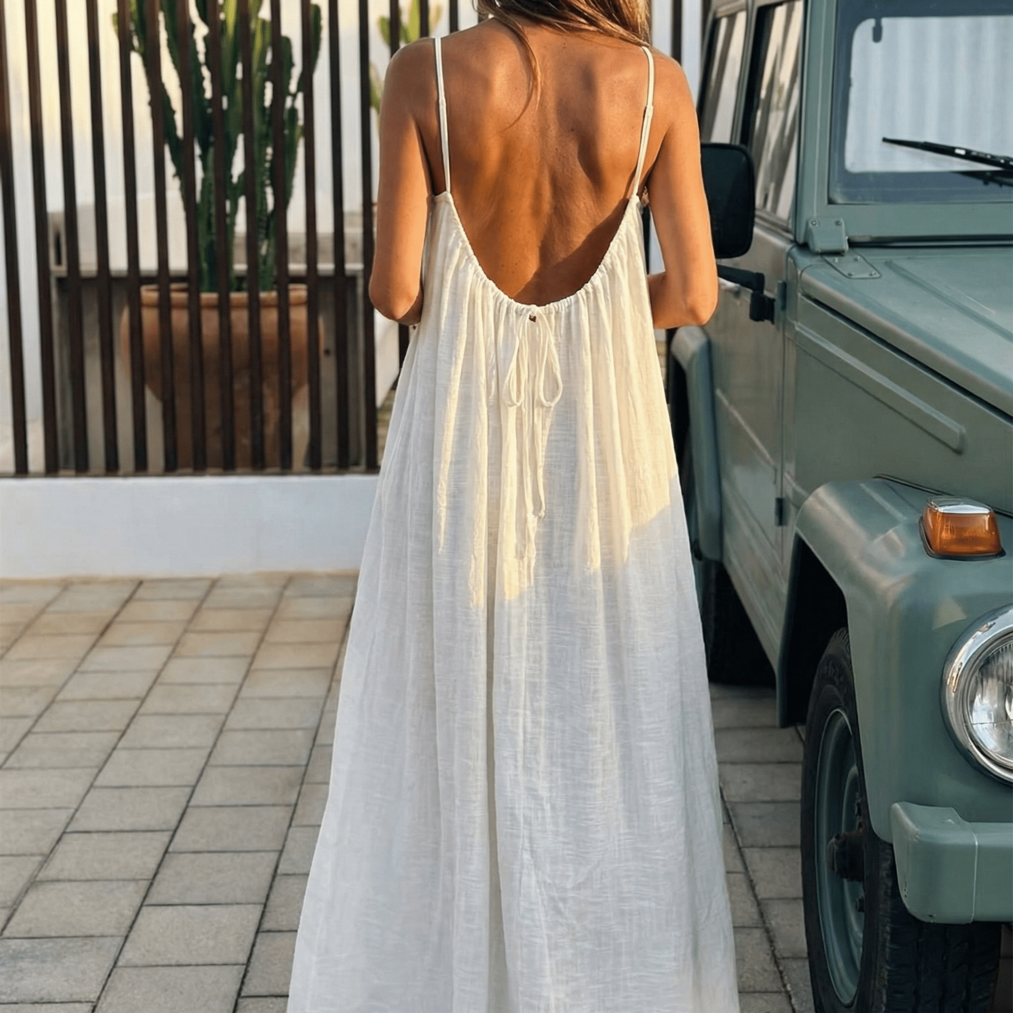 Soleia – Robe maxi d'été fluide à dos ouvert