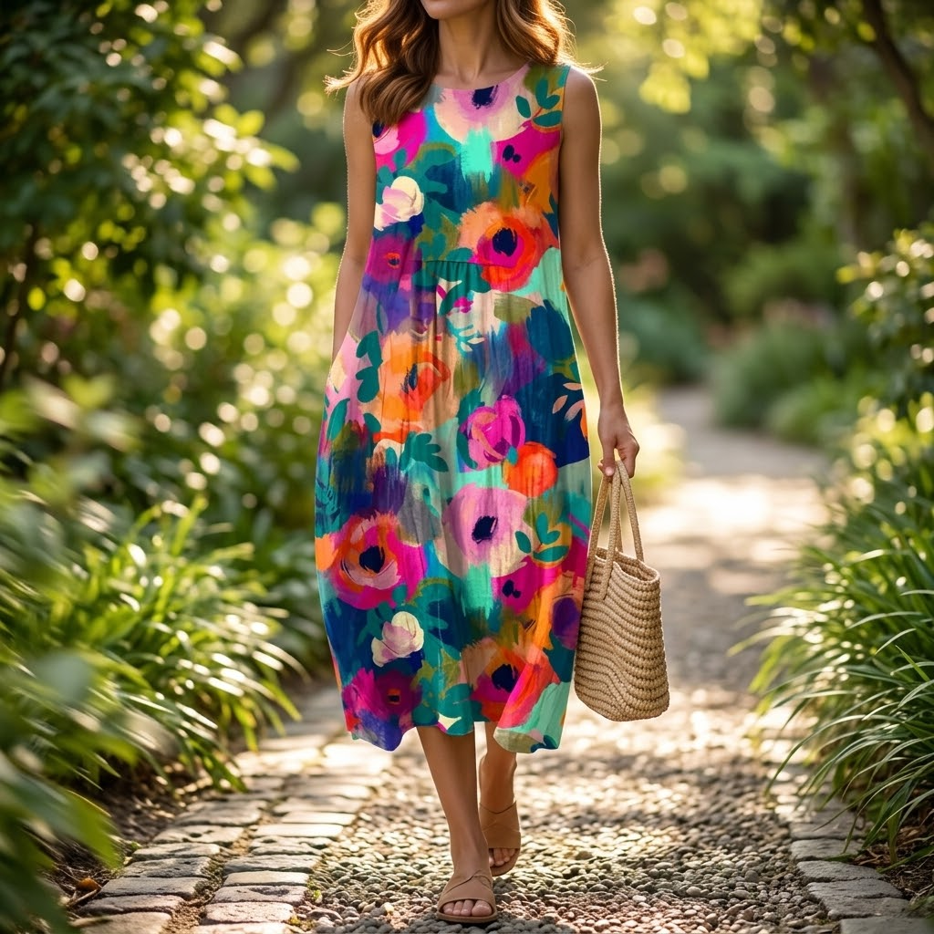 Florenza – Robe midi florale artistique pour femmes