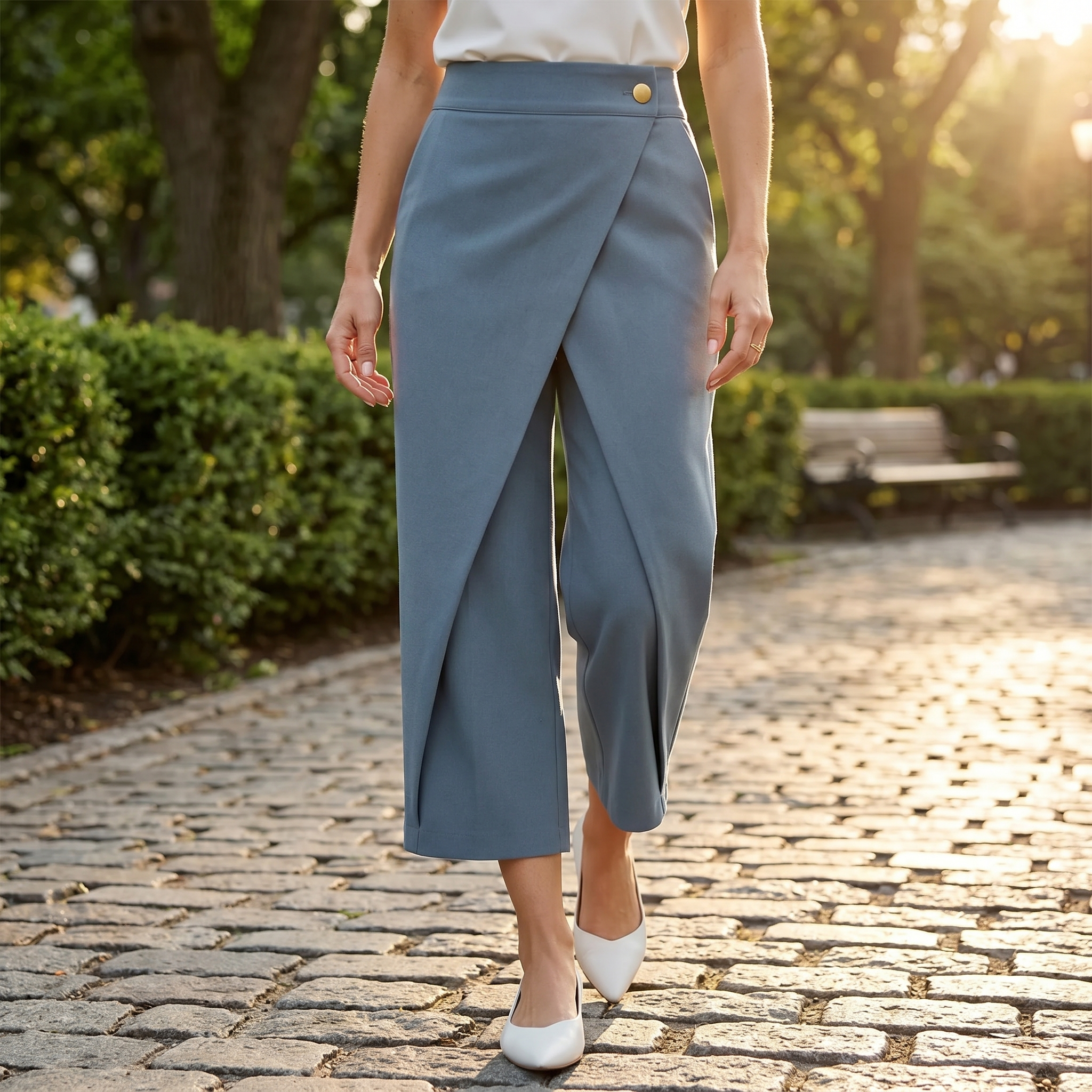 Lunavia – Pantalons larges à devant drapé