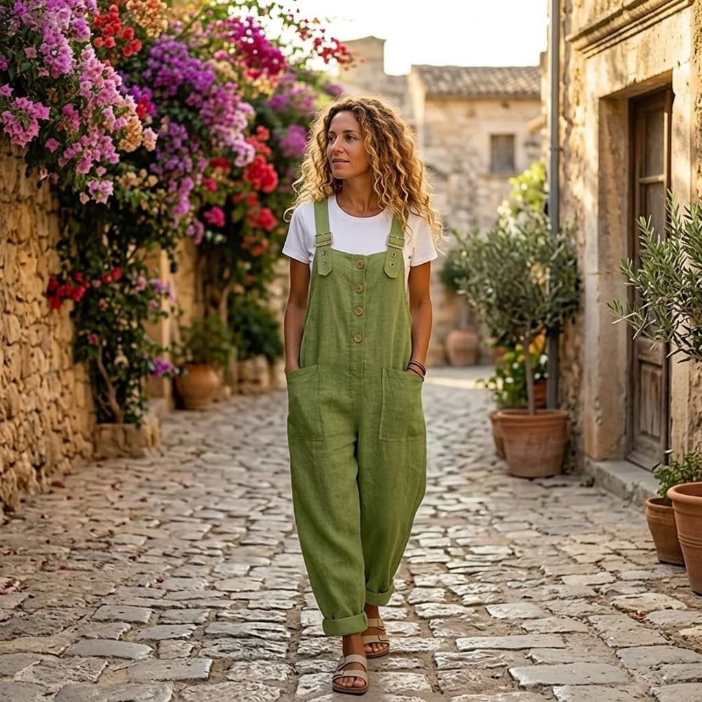 Slowlinen – Salopette à boutons décontractée