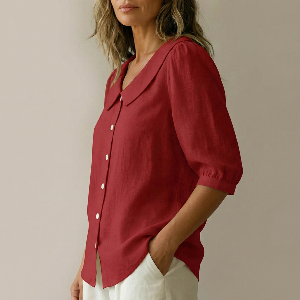 Collaré – Blouse à boutons avec col Peter Pan rétro