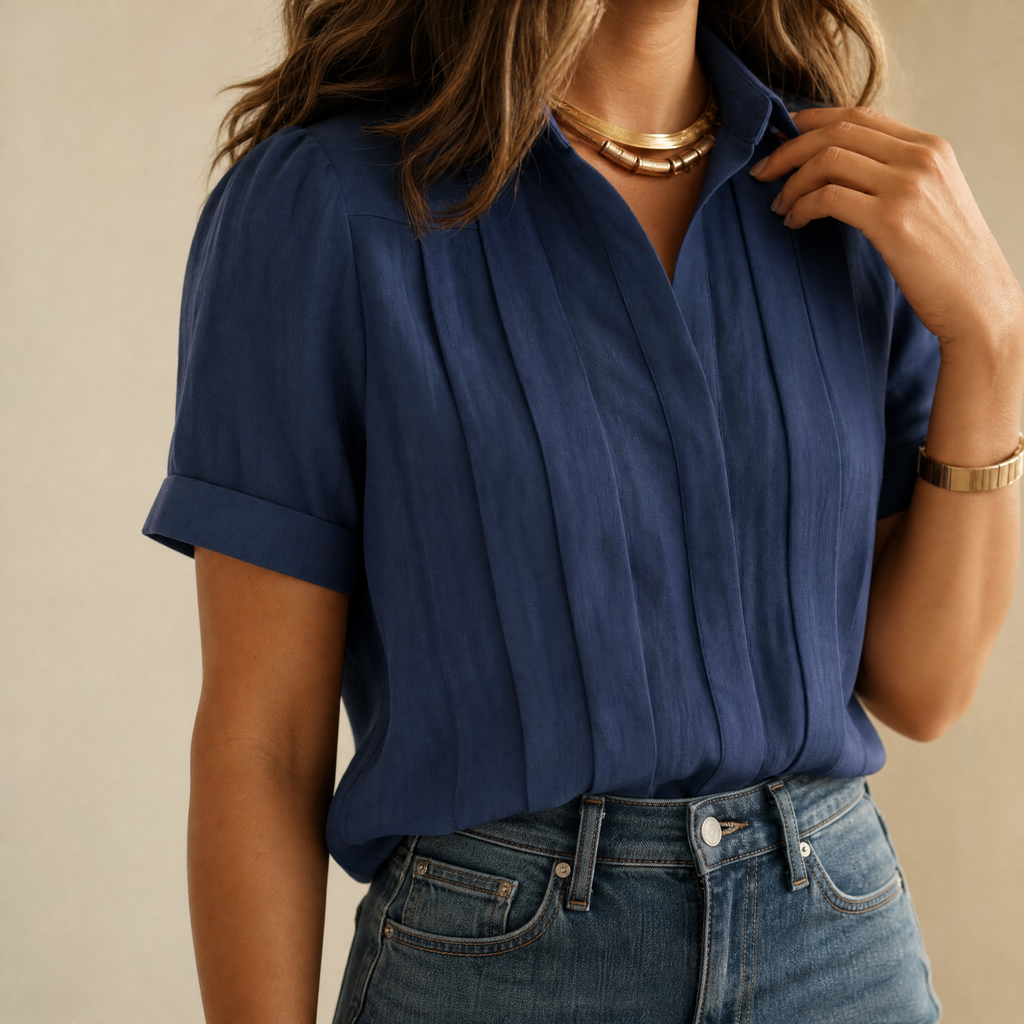Lunavia – Blouse à manches courtes plissée pour femmes