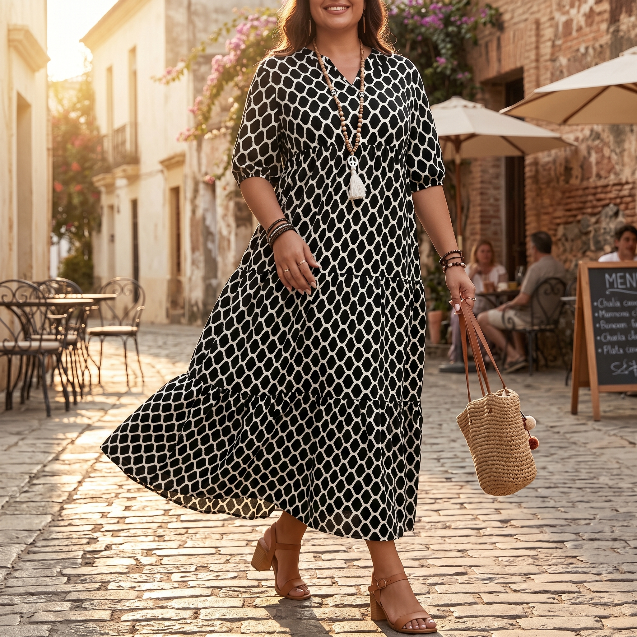 Curvella – Robe Maxi Boho Femme avec Poches