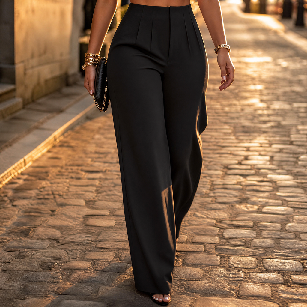 Velora – Pantalon plissé ajusté pour femmes