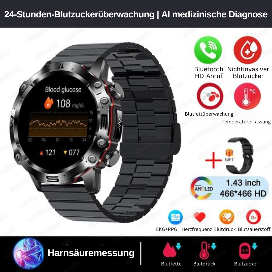 Moniteur de santé intelligent avec mesure de glucose et ECG - HealthPro
