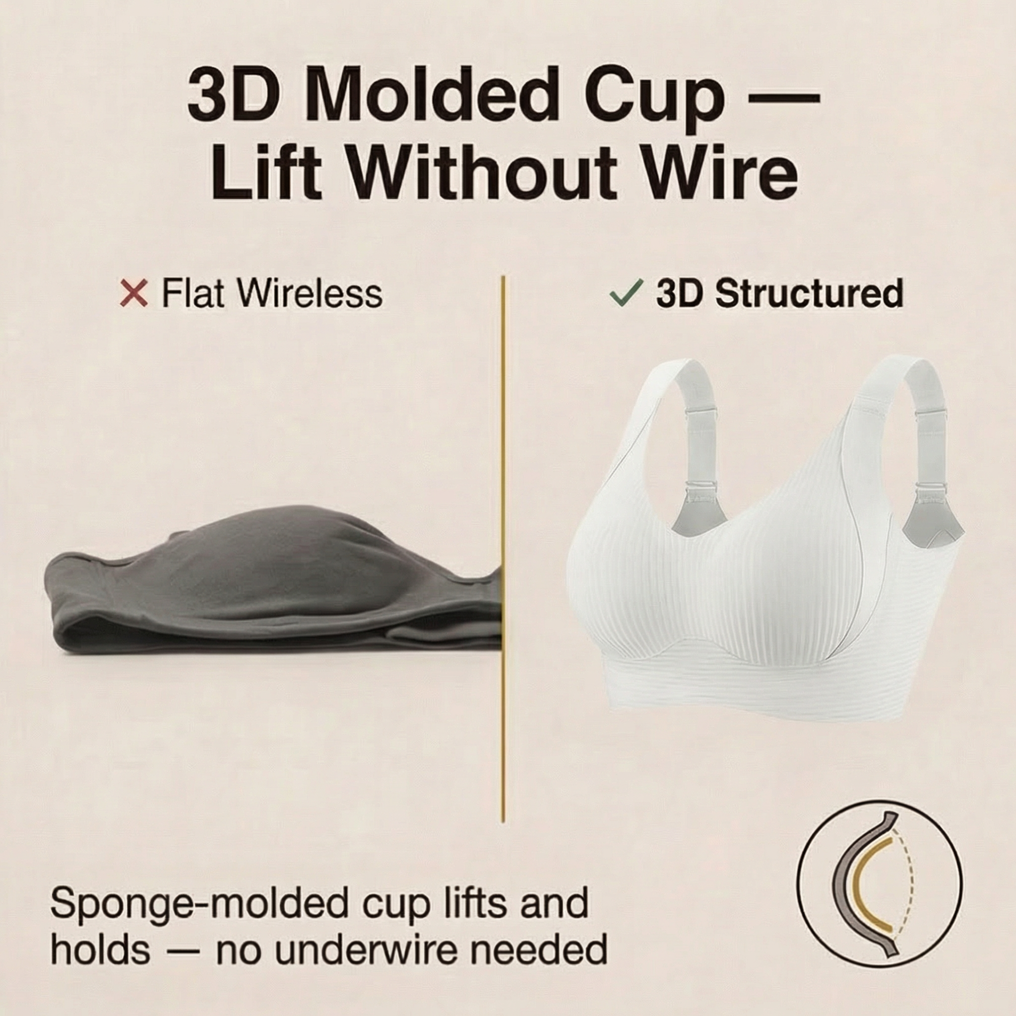 Veluna – Soutien-gorge sans fil 3D Lift pour un confort toute la journée
