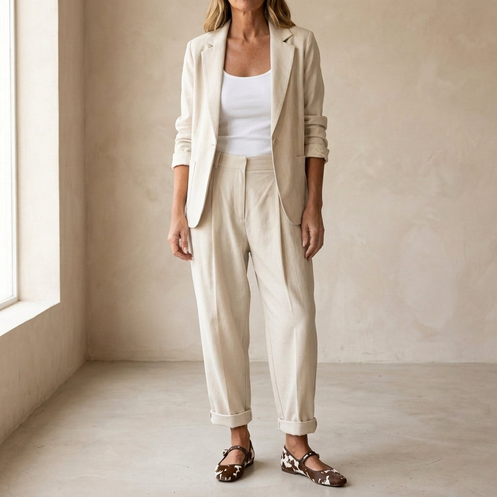 Elaire – Ensemble Blazer et Pantalon Relaxé pour Femmes