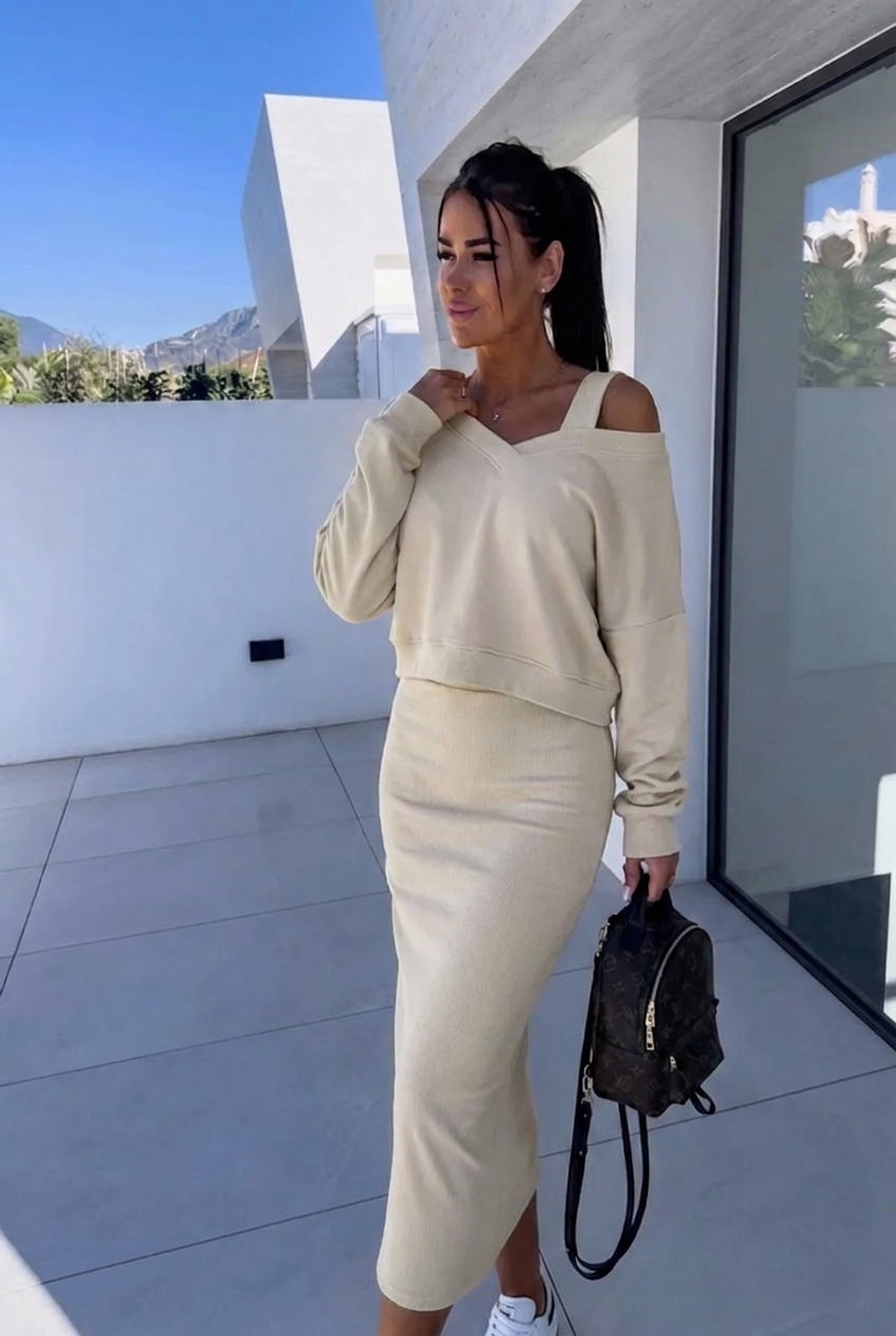 Andrea™ - Ensemble de Sweatshirt et Robe Décontracté